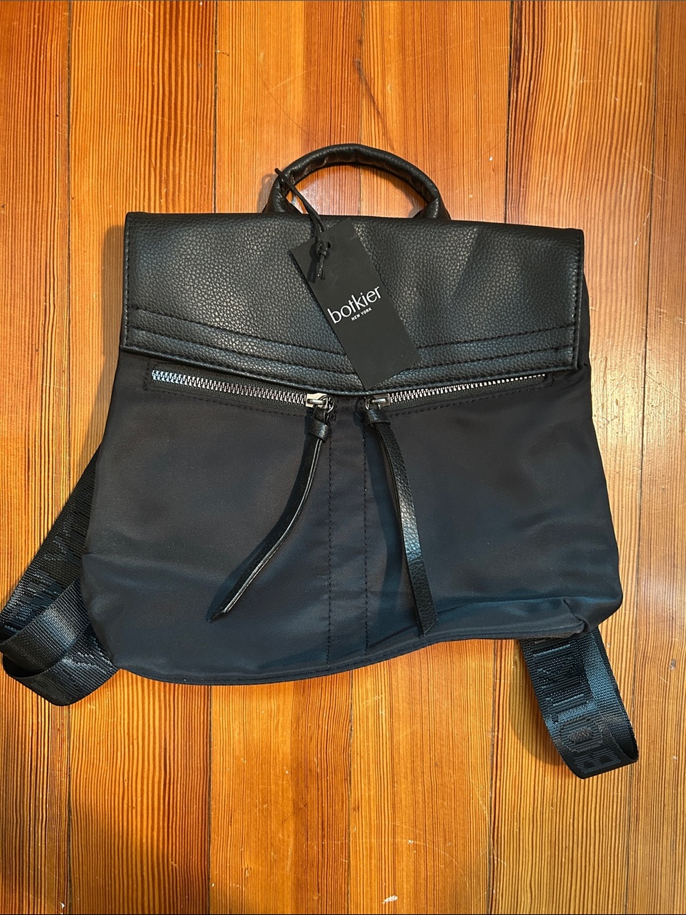 Botkier Black Nylon & Leather Convertible Backpack
